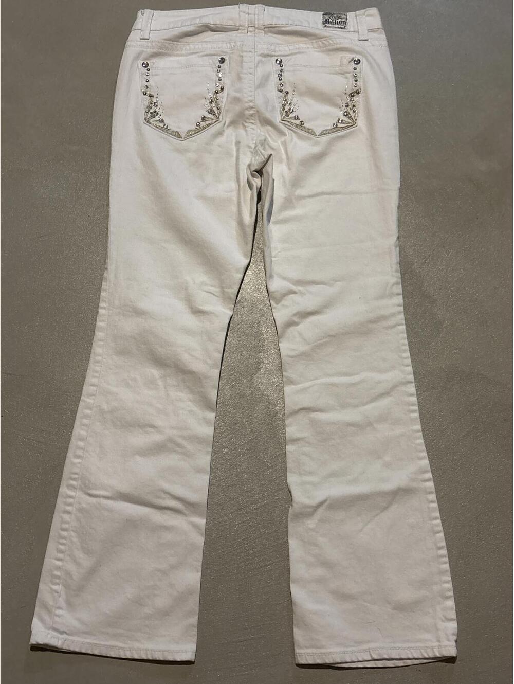 Love Nation White Flared Jeans with Studded Pockets